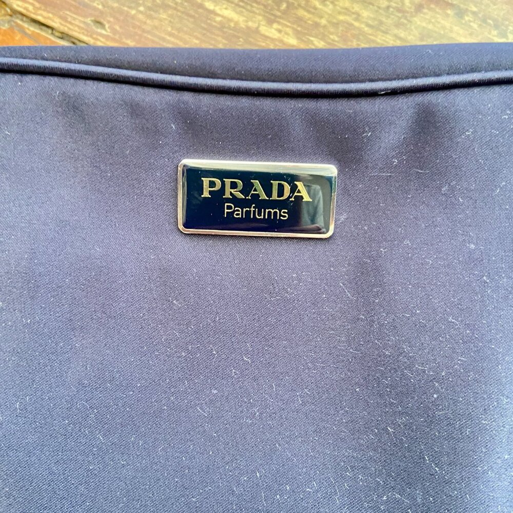 Prada Parfums Bag Black Cosmetic Makeup Toiletry Travel Pouch EUC - Picture 2 of 10